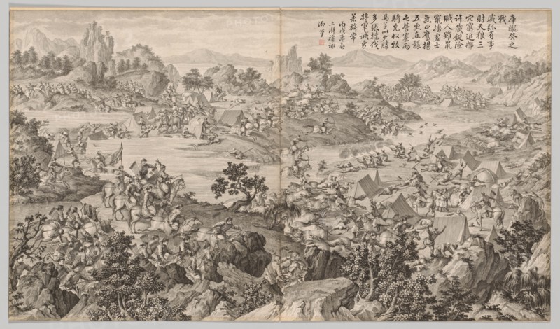 Battle of Kulongkui: from Battle Scenes of the Quelling of Rebellions?,  c. 1765-1774. Creator: Jean Damascene Sallusti (Italian, d. 1781).