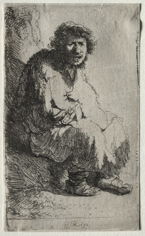 Beggar Seated on a Bank, 1630. Creator: Rembrandt van Rijn (Dutch, 1606-1669).