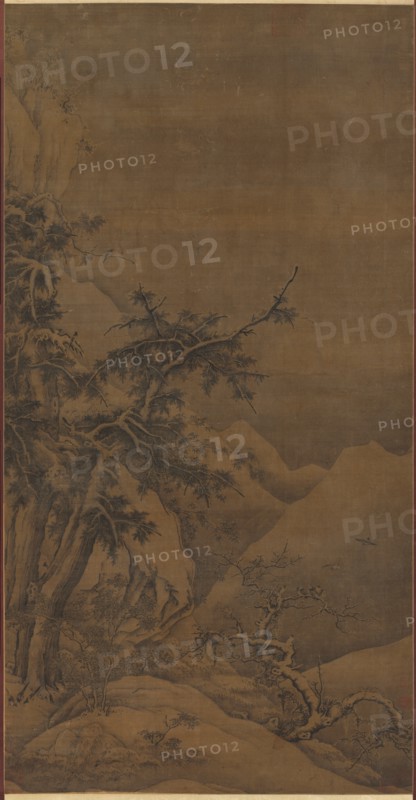 Birds in a Grove in a Mountainous Winter Landscape, 1100s. Creator: Gao Tao (Chinese, 1100s), possibly by.