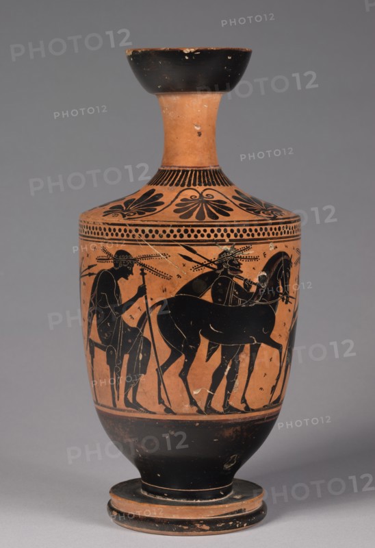 Black Figured Lekythos, 525-500 BC. Creator: Unknown.