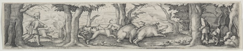 Boar Hunt. Creator: Virgilius Solis (German, 1514-1562).