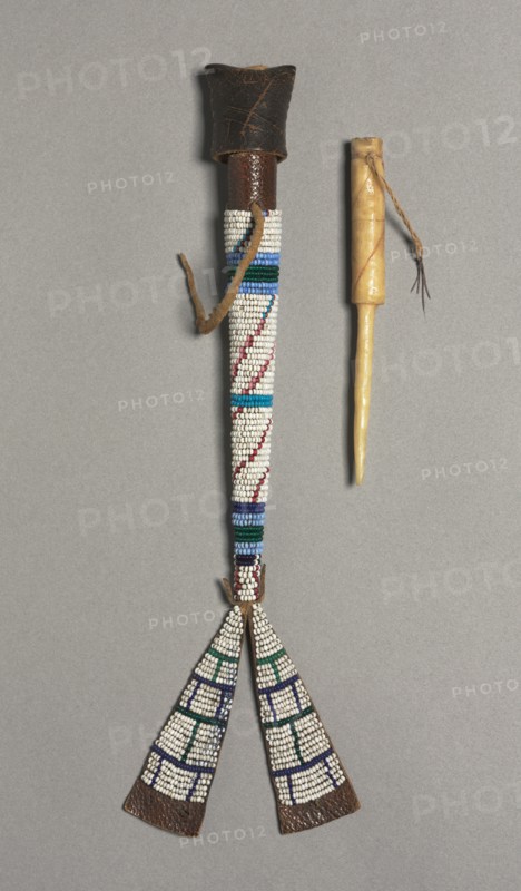 Bone Awl with Beaded Case, late 1800s. Creator: Unknown.