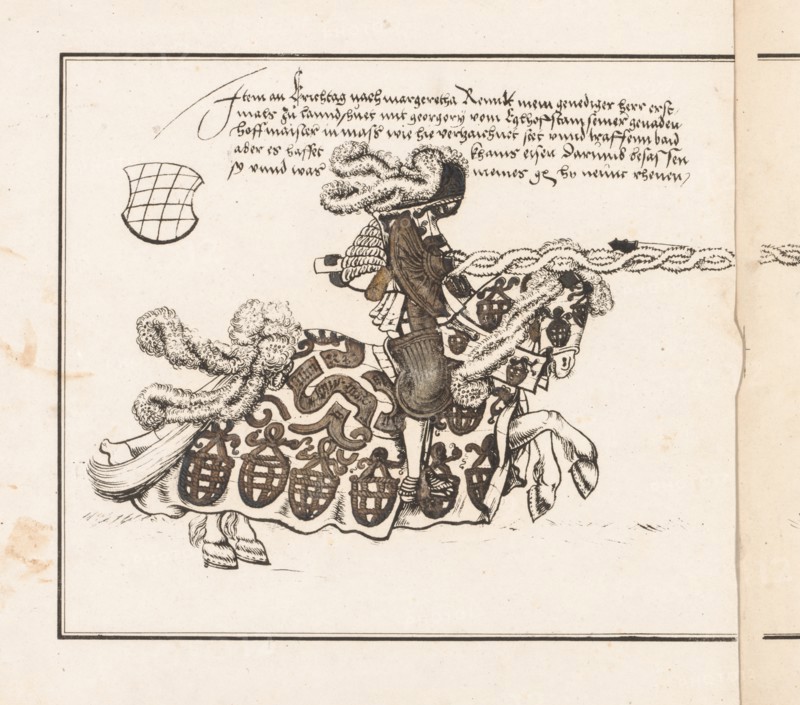 Book on Tournaments: Jouster Facing Right, 1817. Creator: Theobald Senefelder (German, 1777-1846); Clemens Senefelder (German, 1778-1813), and.