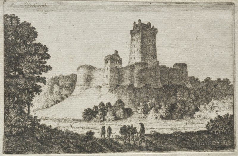 Borthwick Castle from the East. Creator: John Clerk of Eldin (British, 1728-1812).