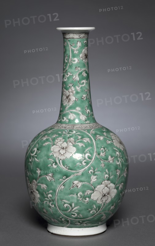 Bottle Vase with Floral Scrolls, 1662-1722. Creator: Unknown.
