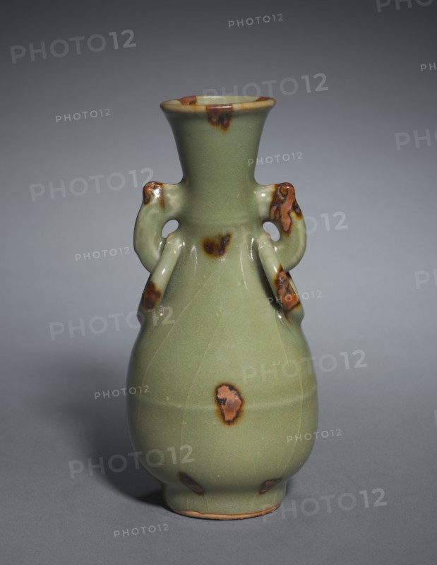Bottle Vase with Ornamental Ring Handles: Longquan Ware, 14th Century. Creator: Unknown.