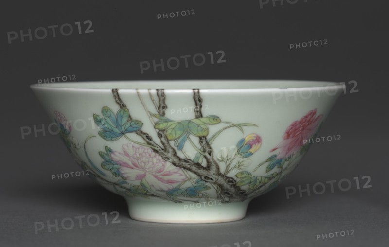Bowl with Bamboo, Tree Peony, and Swallow, 1723-1735. Creator: Unknown.
