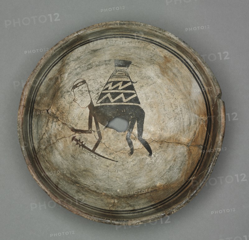 Bowl with Burden-Bearing Human, c. 1000-1150. Creator: Unknown.