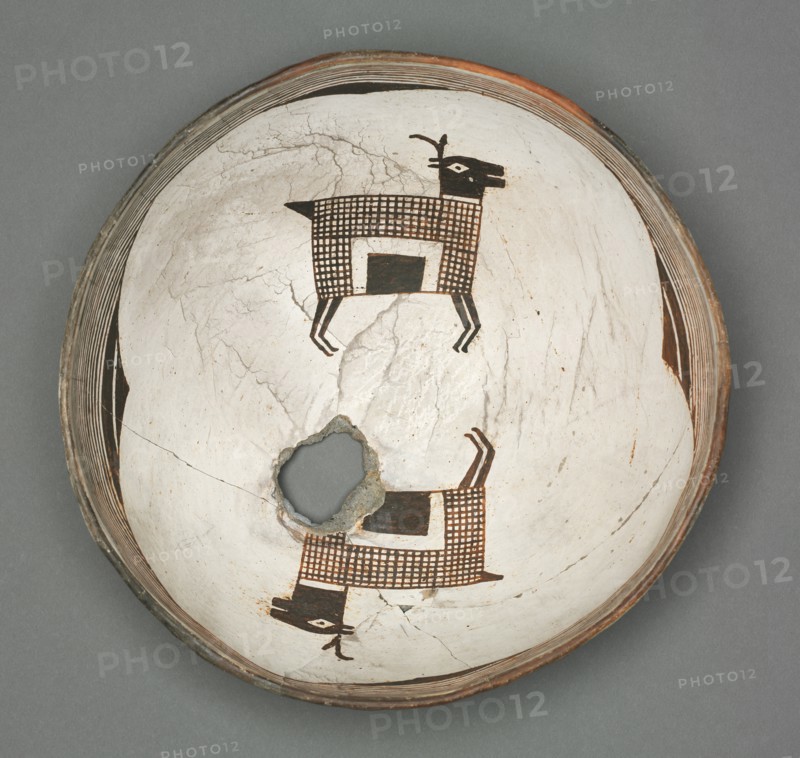 Bowl with Two Pronghorn Antelope, c 1000-1150. Creator: Unknown.
