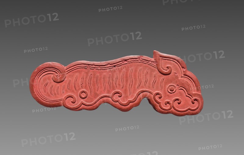Box with Ink Cakes: Red Ink Cake in Shape of a Kui Dragon, 1795-1820. Creator: Unknown.