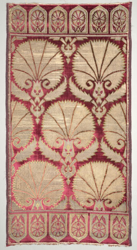 Brocaded velvet cushion cover with carnations, late 1500s. Creator: Unknown.