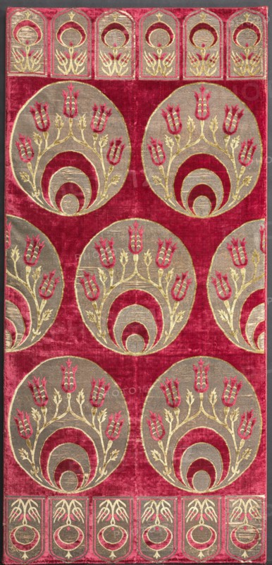 Brocaded velvet cushion cover with crescents, 1525-1575. Creator: Unknown.