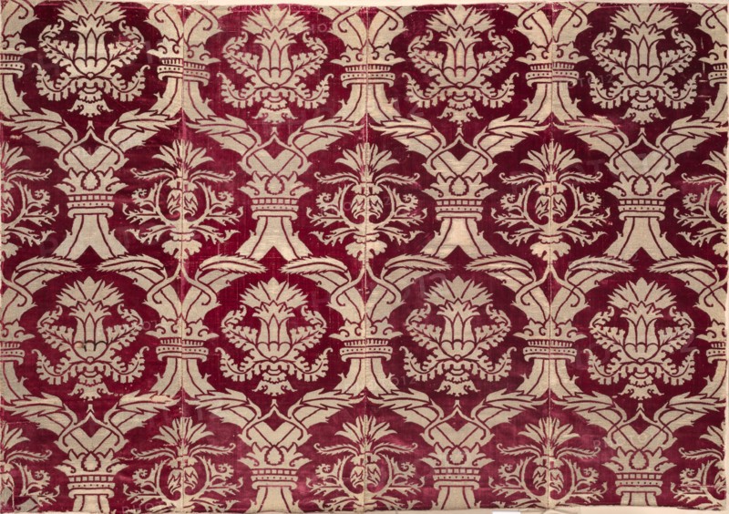 Brocaded velvet panel with Italianate pattern, 1575-1625. Creator: Unknown.