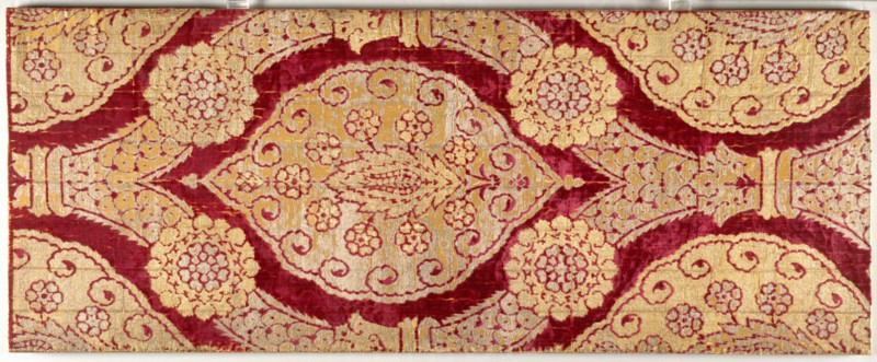 Brocaded velvet with medallions in ogival lattice, late 1500s. Creator: Unknown.