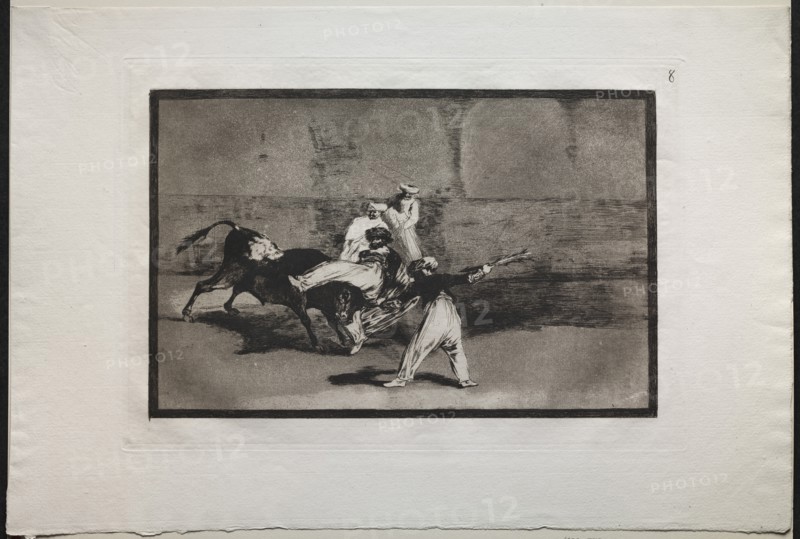Bullfights: A Moor Caught by a Bull in the Ring, 1876. Creator: Francisco de Goya (Spanish, 1746-1828).