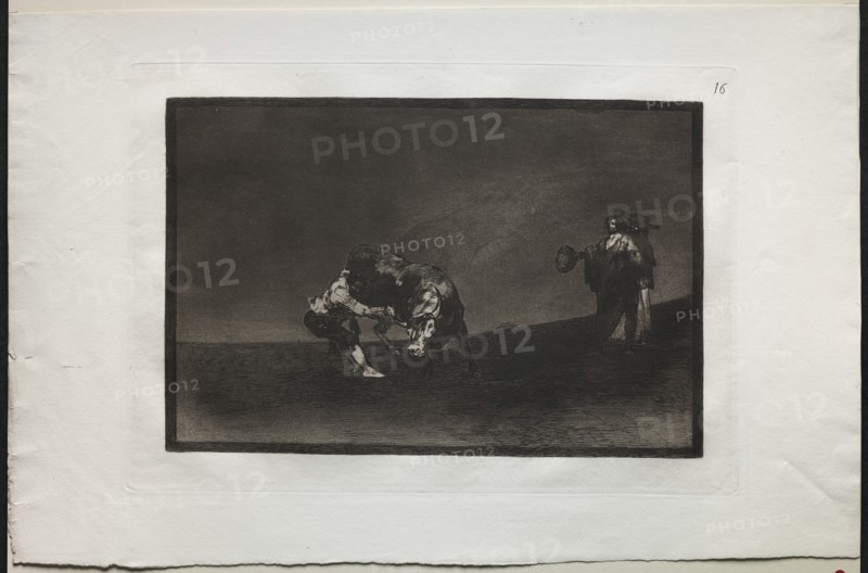 Bullfights: The Same Man Throws a Bull in the Ring at Madrid, 1876. Creator: Francisco de Goya (Spanish, 1746-1828).
