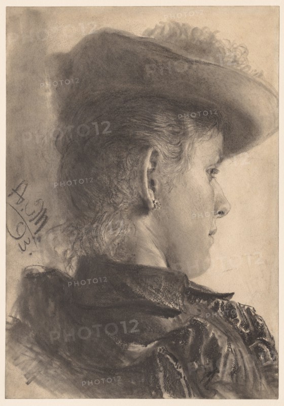 Bust of a Woman, Seen from Behind, 1893. Creator: Adolph von Menzel (German, 1815-1905).