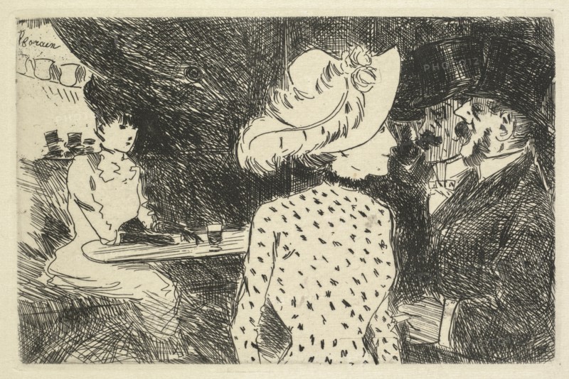 Cafe Scene (descriptive), 1880-1886. Creator: Jean Louis Forain (French, 1852-1931).