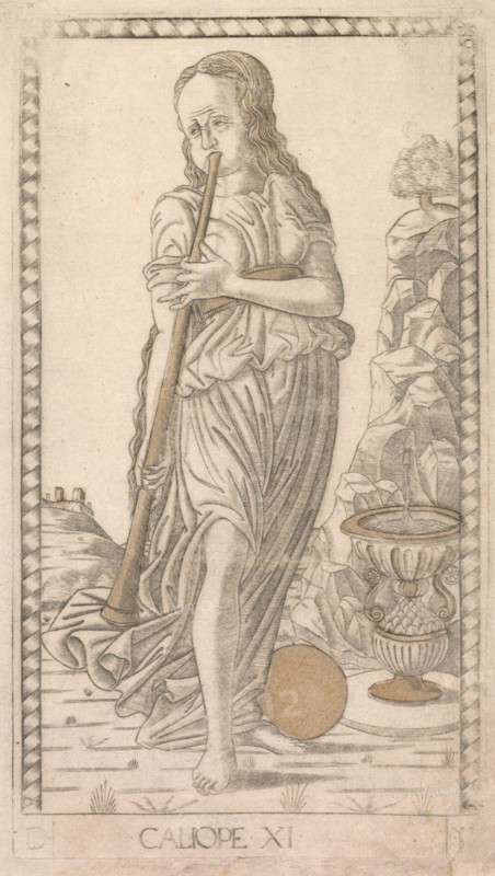 Calliope (from the Tarocchi series D: Apollo and the Muses, #11), before 1467. Creator: Master of the E-Series Tarocchi (Italian, 15th century).