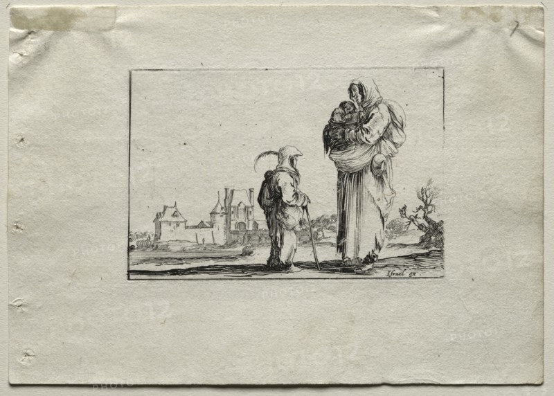 Caprices: Beggar Woman with a Baby and a Little Girl. Creator: Stefano Della Bella (Italian, 1610-1664).