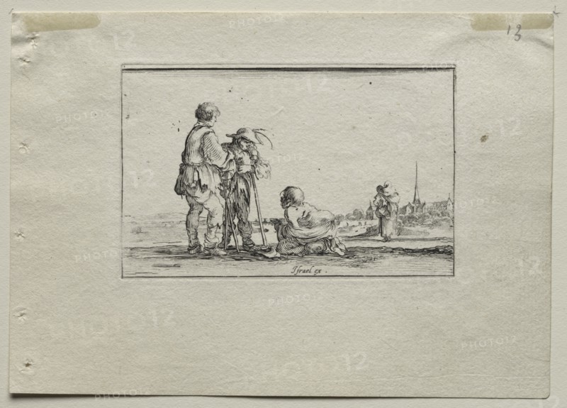 Caprices: Two Standing Beggars and a Cripple. Creator: Stefano Della Bella (Italian, 1610-1664).
