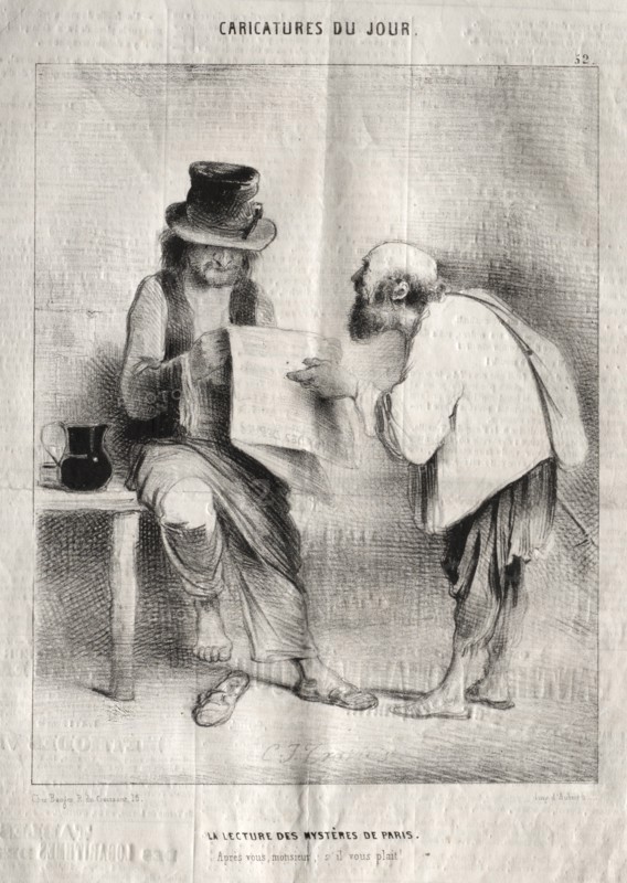 Caricatures du jour: La Lecture des mystères de Paris. Creator: Charles Joseph Traviès de Villers (French, 1804-1859).