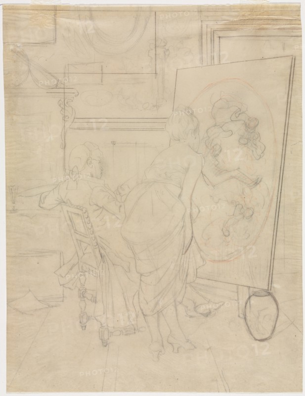 Cartoon for The Opinion of the Model. Creator: Charles Bargue (French, 1826-1883).