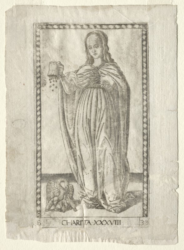 Charity (from the Tarocchi, series B: Cosmic Principles & Virtues, #38), before 1467. Creator: Master of the E-Series Tarocchi (Italian, 15th century).