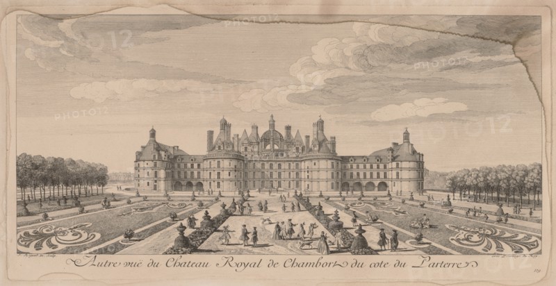 Chateau Chambord from the Gardens. Creator: Jacques Rigaud (French, 1681-1754).