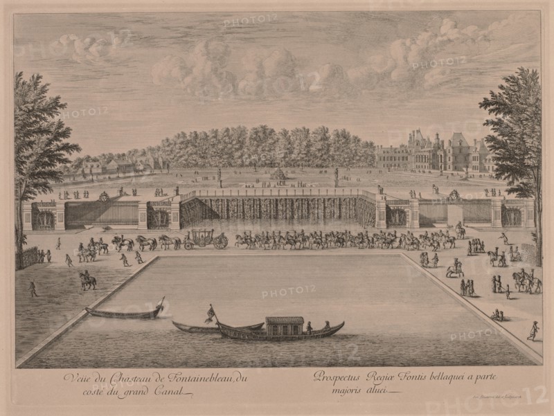 Chateau Fontainebleau from the Grand Canal. Creator: Jacques Rigaud (French, 1681-1754).