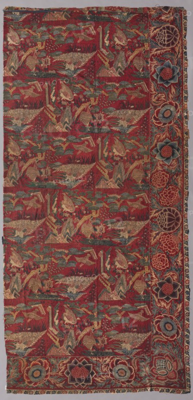 Chintz Bed Cover or Hanging with a Japanese-Inspired Pattern, Right Half, first half 1700s. Creator: Unknown.