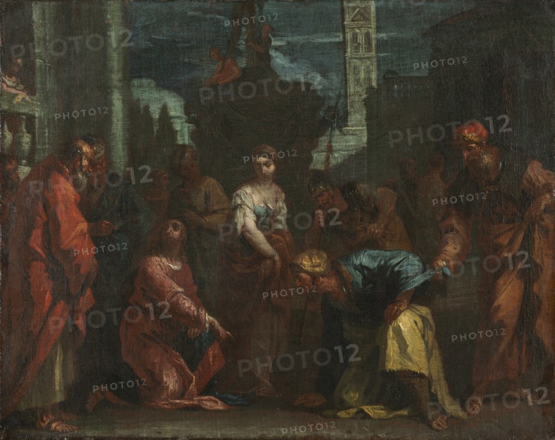 Christ and the Woman Taken in Adultery, mid 1700s. Creator: Sebastiano Ricci (Italian, 1659-1734), follower of.