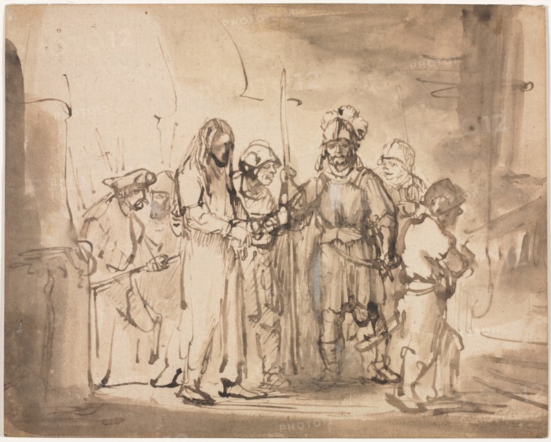 Christ Taken Before Caiaphas, c. 1641-1642. Creator: Rembrandt van Rijn (Dutch, 1606-1669).