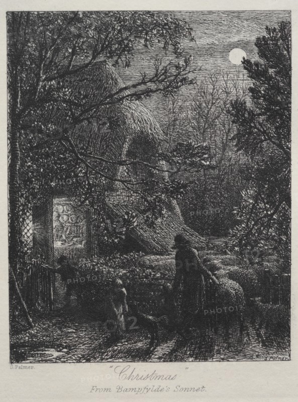 Christmas (Folding the Last Sheep), 1850. Creator: Samuel Palmer (British, 1805-1881).
