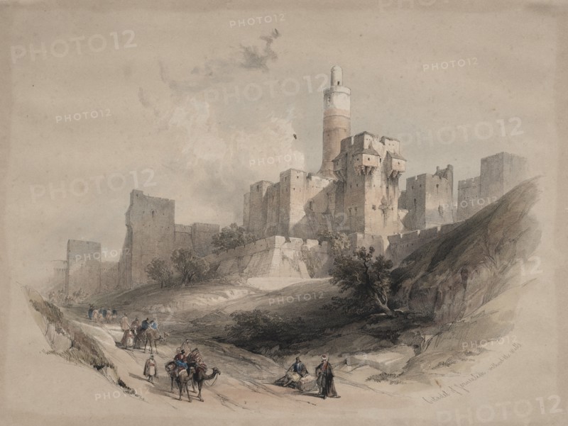 Citadel of Jerusalem, without the Walls, Tower of David, 1839. Creator: David Roberts (British, 1796-1864).