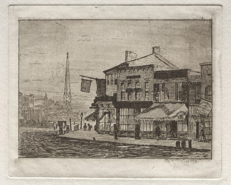 Cleveland, Woodland Avenue and Eagle Street, 1878. Creator: Otto H. Bacher (American, 1856-1909).