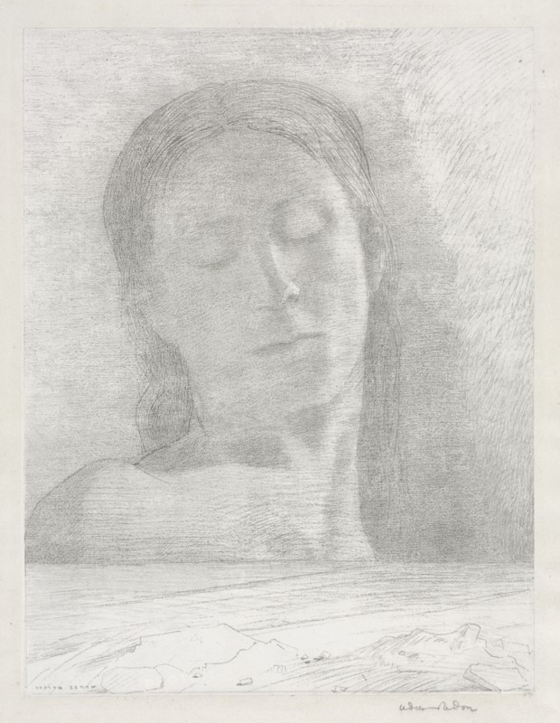 Closed Eyes, 1890. Creator: Becquet (French); Odilon Redon (French, 1840-1916).