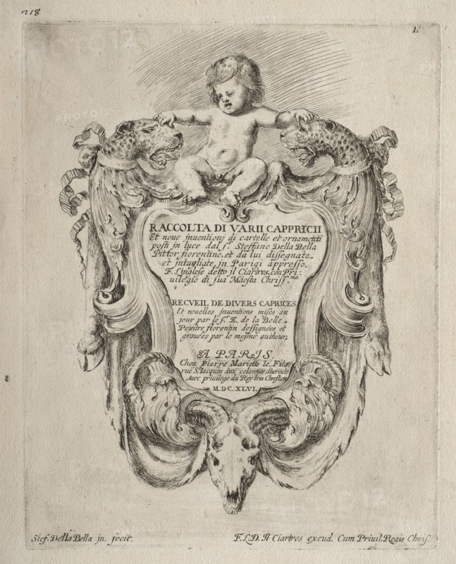 Collection of Various Caprices and New Designs of Cartouches and Ornaments. Creator: Stefano Della Bella (Italian, 1610-1664).