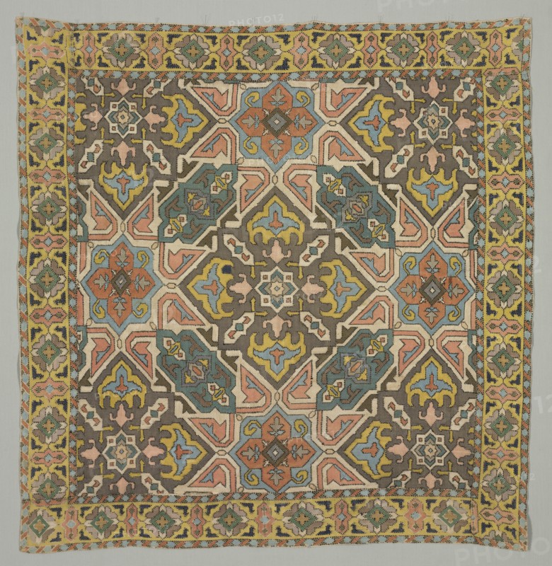 Cover with geometric design, 1800s. Creator: Unknown.