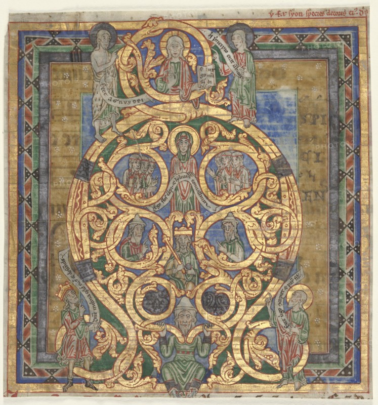 Cutting from an Antiphonary: Initial A[spiciens a longe]: The Tree of Jesse, c. 1115-1125. Creator: Unknown.