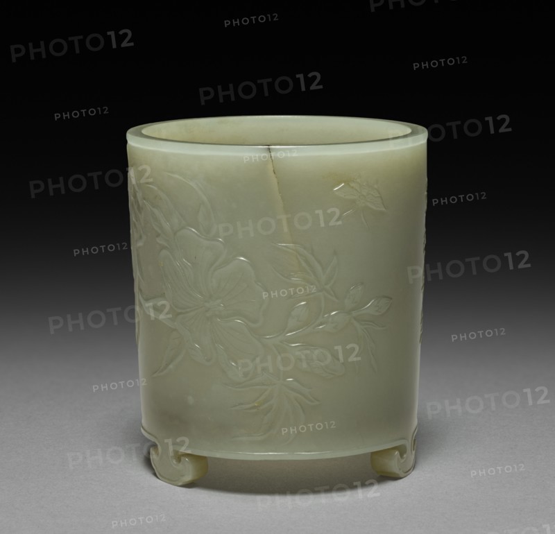 Cylindrical Container with Mallows and Inscription in Relief, 1736-1795. Creator: Unknown.