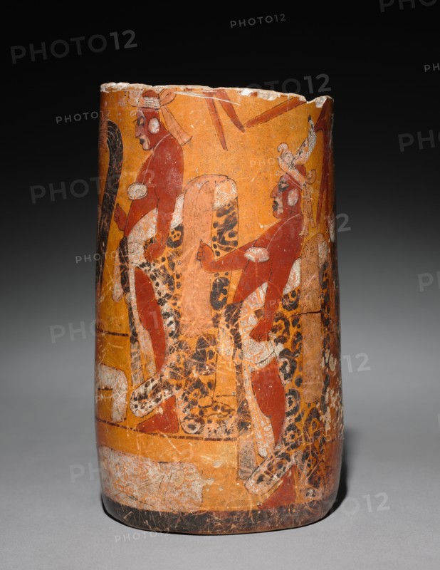 Cylindrical Vessel with Palace Scene, 600-900. Creator: Unknown.