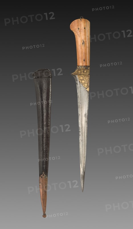 Dagger with Brown Leather Case, 1700s-1800s. Creator: Unknown.
