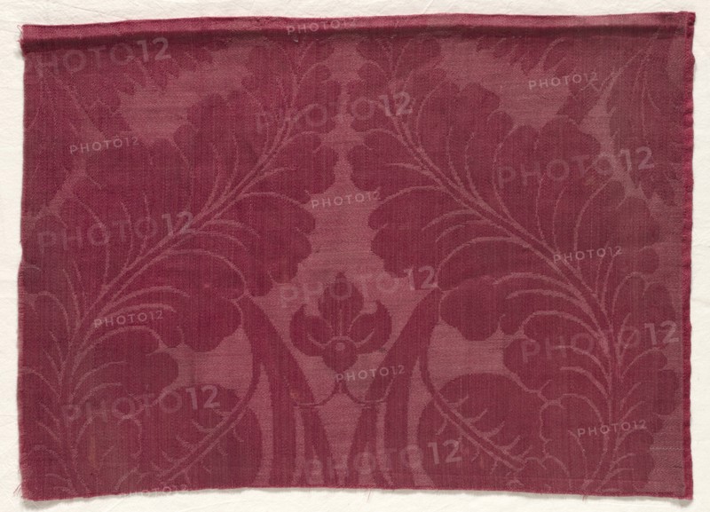 Damask with Leaf and Floral Design, 1700s - 1800s. Creator: Unknown.