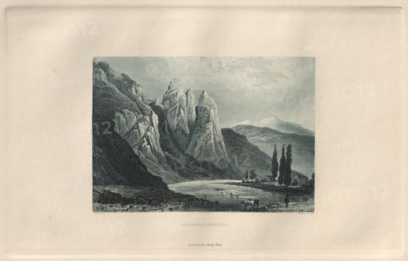 Das Malerische und Romantische Rheinland: Rheingrafenstein, 1928. Creator: Henry Winkles (British, 1801-1900); Kurt Schroeder.