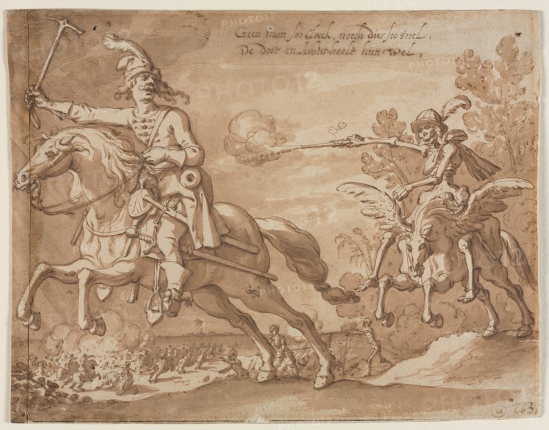 Death on Horseback Chasing a Flying Knight, 1631. Creator: Sebastian Vrancx (Flemish, 1573-1647).
