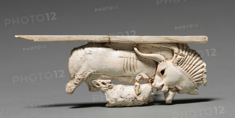 Decorative Plaque: Cow Nursing Its Calf, 900-800 BC. Creator: Unknown.