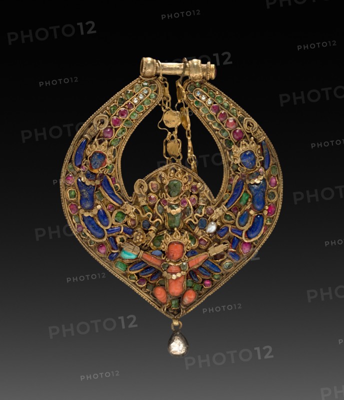 Deity Earring with Vishnu on Garuda (front) and chepu (monster mask) (back), 1600s or 1700s. Creator: Unknown.
