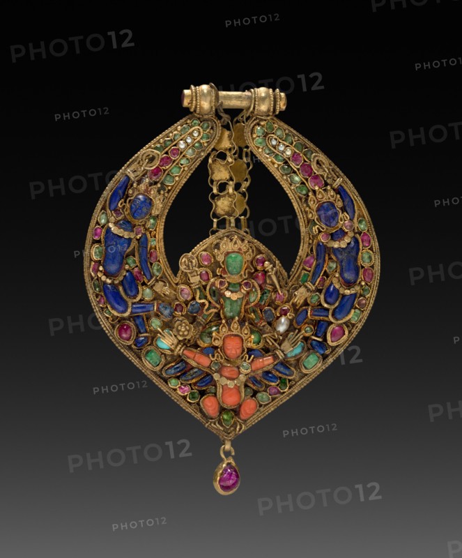 Deity Earring with Vishnu on Garuda (front) and chepu (monster mask) (back), 1600s or 1700s. Creator: Unknown.