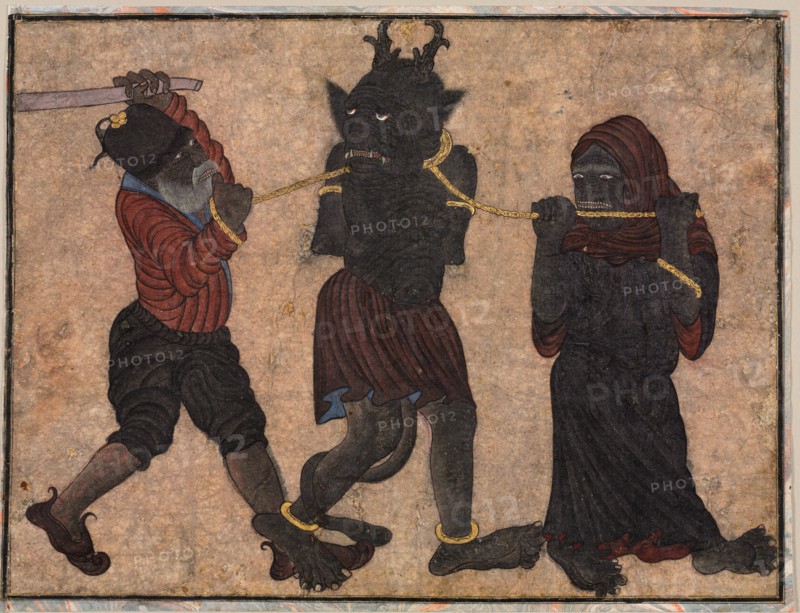 Demon in chains, c. 1453. Creator: Muhammad Siya Qalam (Iranian), style of.